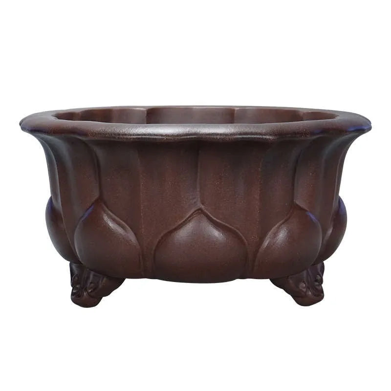 Chinese classical style purple sand succulent bonsai flower pot measuring 37x37x20cm.