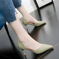 Women's black pointed-toe stiletto high heels with PU upper and rubber sole