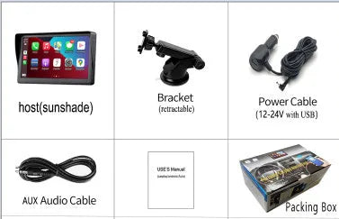 7-inch portable car smart display with retractable bracket showing wireless Carplay interface on screen