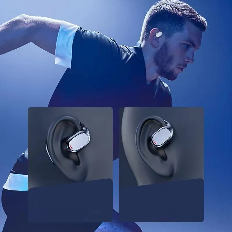 Black and white wireless Bluetooth earpluds with NFC charging case showing bilateral stereo design
