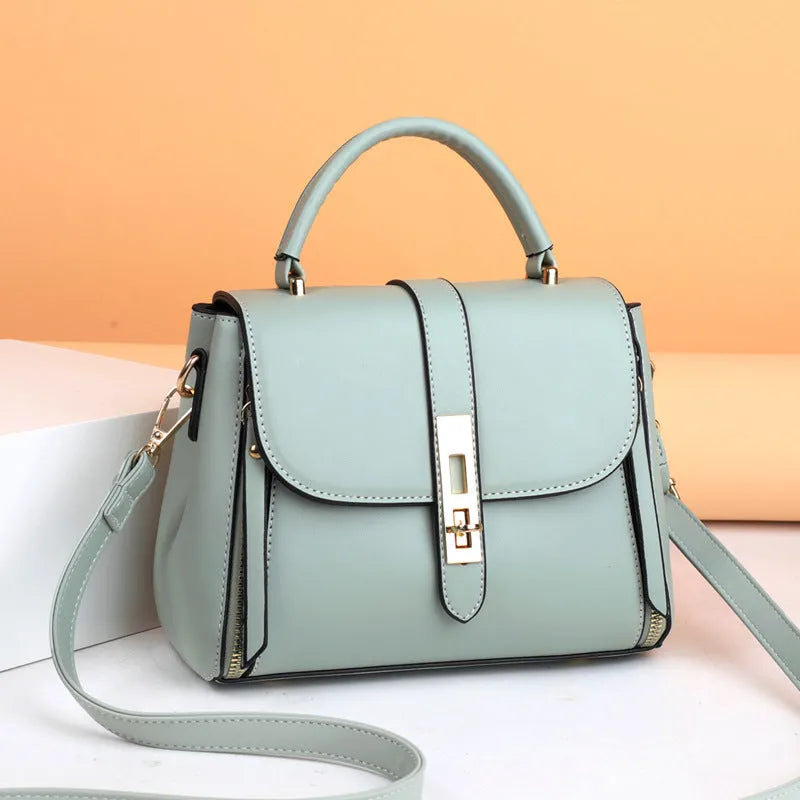 Women's soft PU leather shoulder messenger bag in square vertical design measuring 21x11x16cm