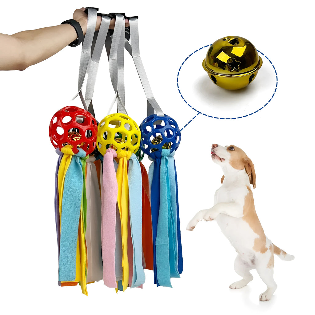 TPR hollow interactive toy ball for pets with bell sound in multiple colours