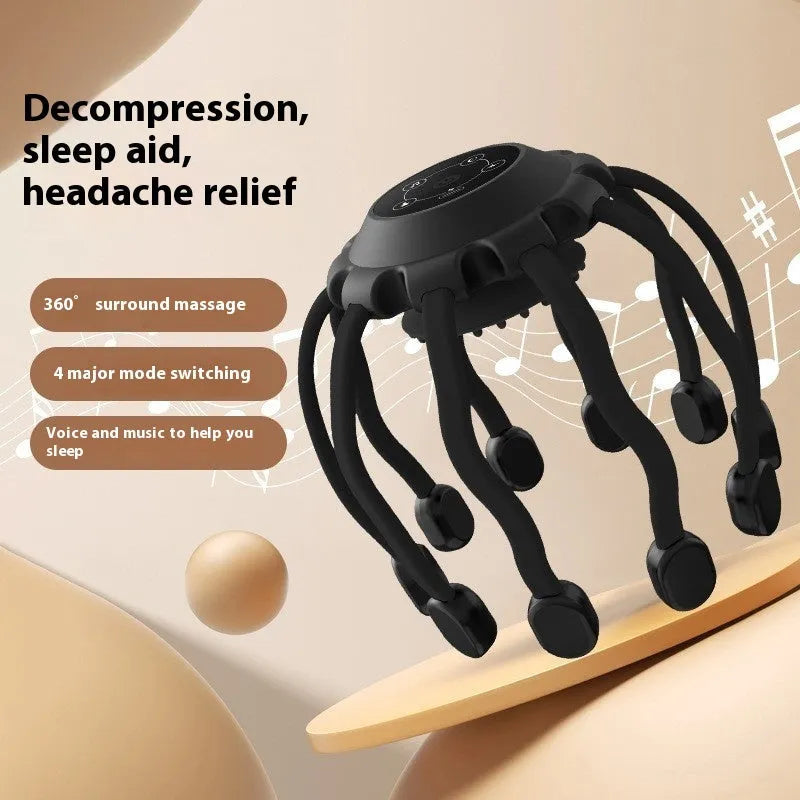 Black and white electric head massagers with multiple claws for scalp vibration