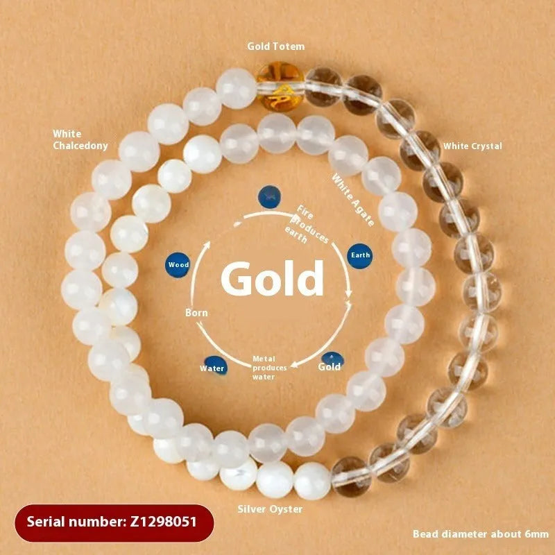 Handmade Duobao crystal double ring bracelet for women in five element colours.