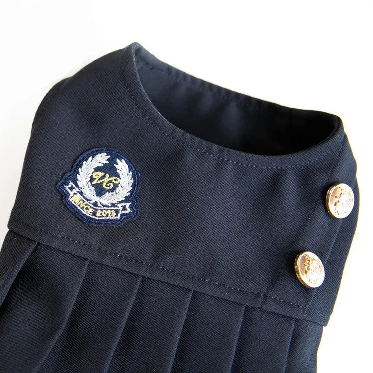 Dark grey polyester dog jumper or coat for pets on a hanger