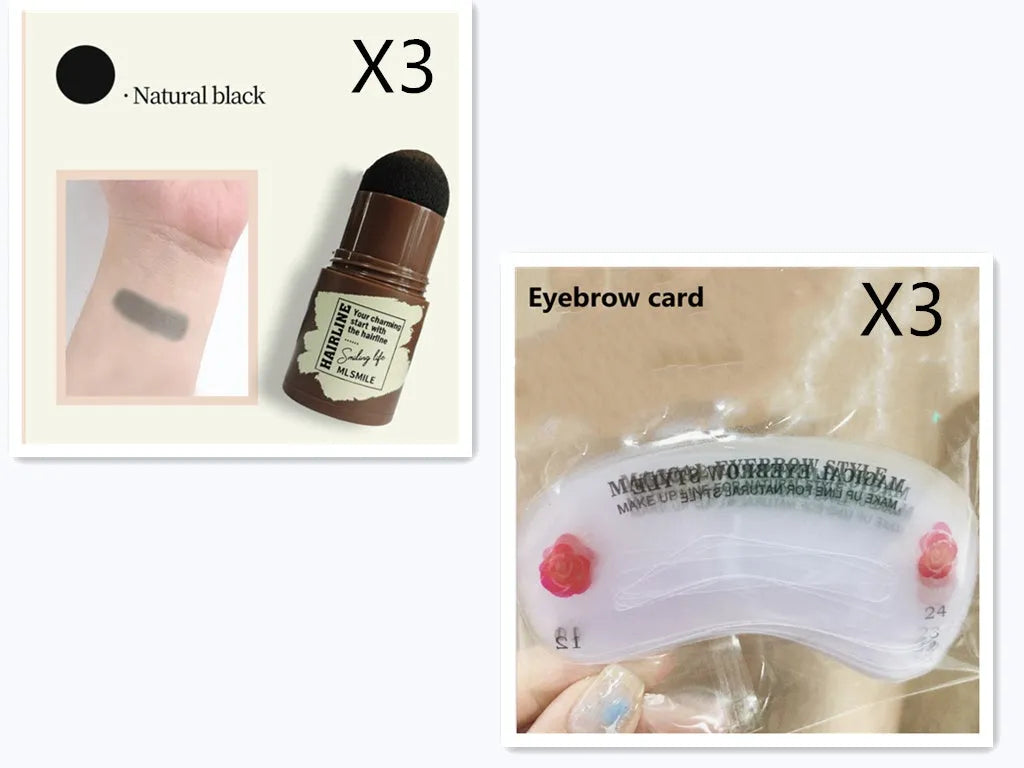 Brow stamp shaping kit with retouching shadow stick and 24 eyebrow cards for natural eyebrow shape