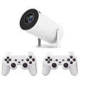 White Barrel X10 PLUS portable projector with gamepad and remote control for home cinema and gaming