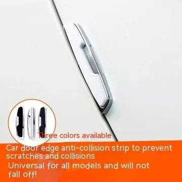 Black silicone car door bumper strip set showing four 9.5cm by 2cm protection strips