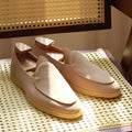 Men's genuine cowhide leather loafers in multiple colours with TPR sole and low tube socks design