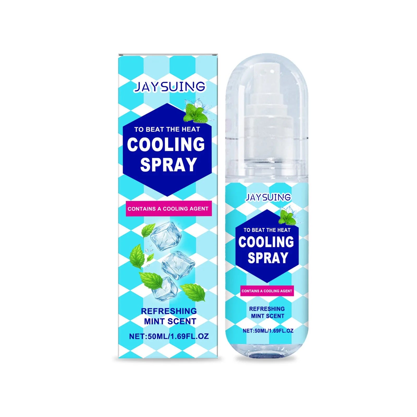 50ml portable cooling spray bottle with mint extract for summer outdoor heat relief