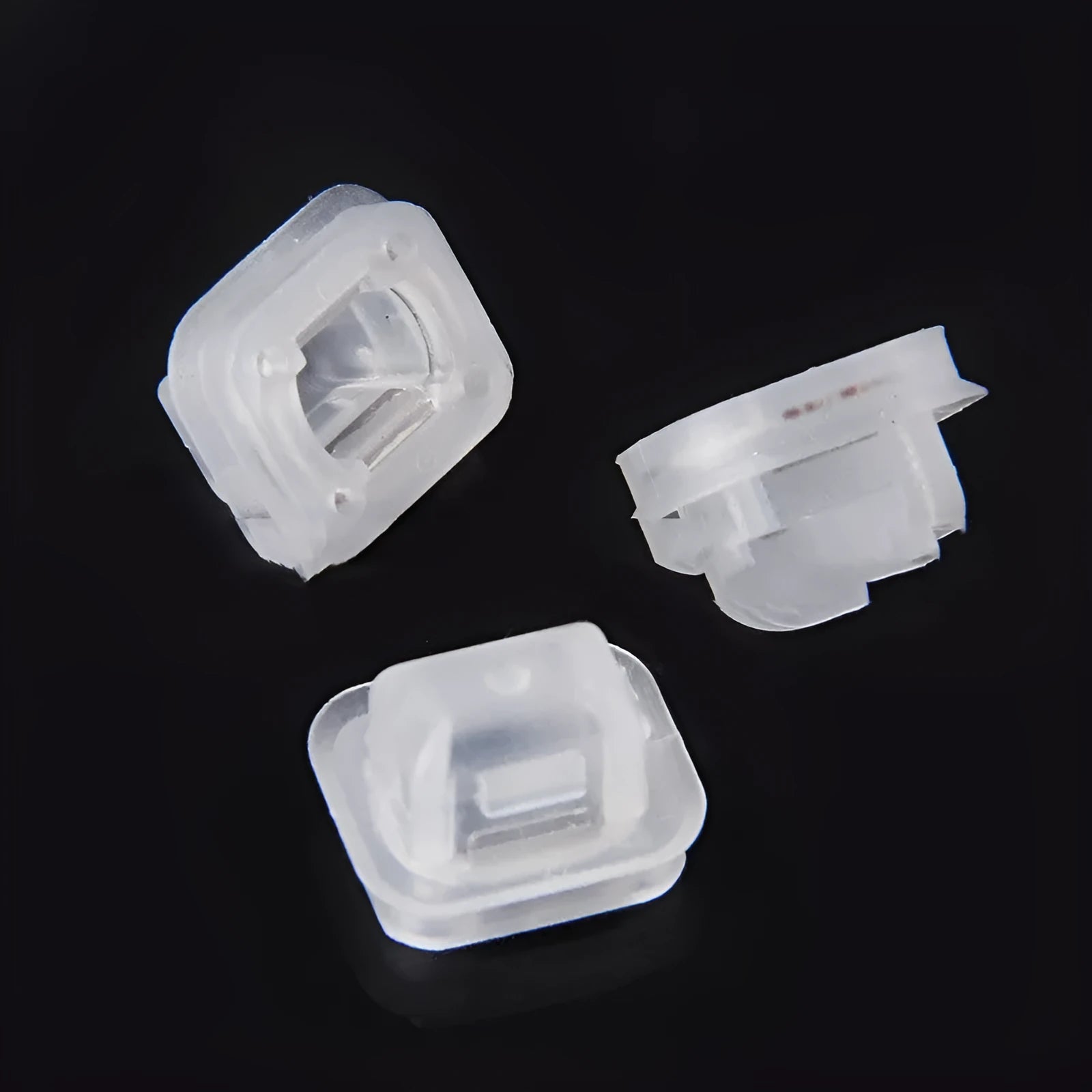 BMW E39 E38 interior trim fasteners with peach wood style finish and transparent plastic construction