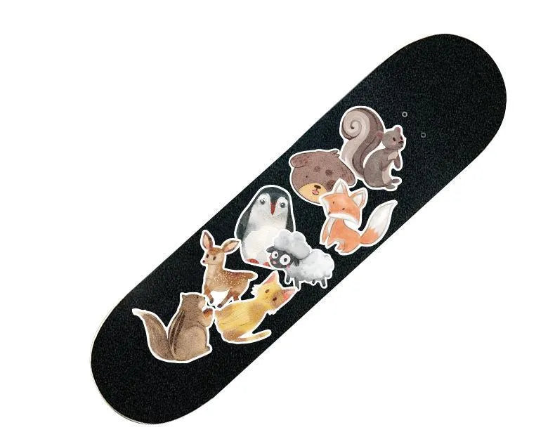 Set of 36 retro beach and surfing themed waterproof PVC stickers with matte finish, sizes 6-10cm
