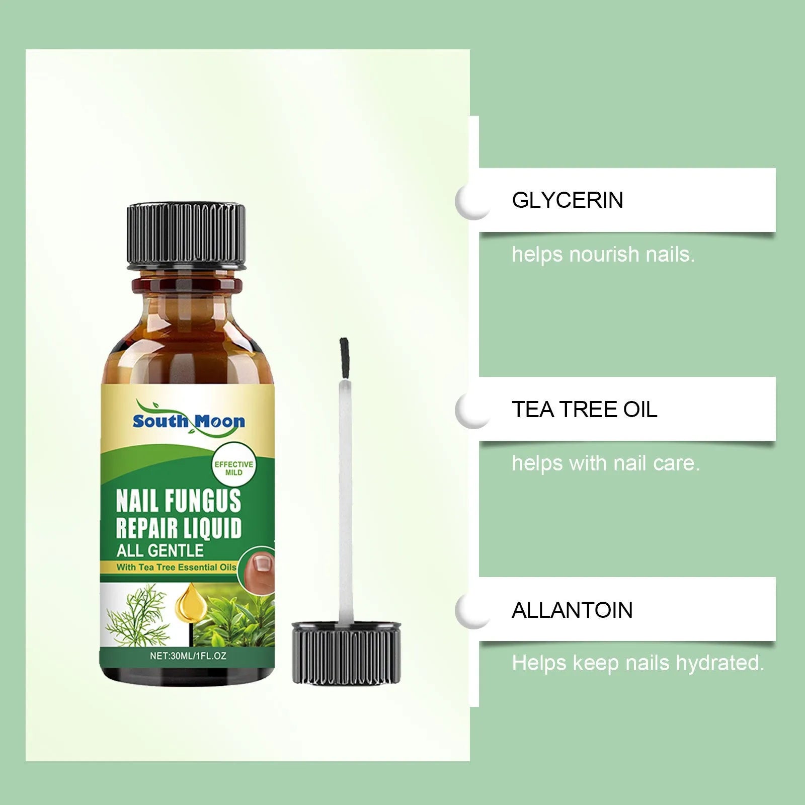 30ml bottle of nail fungus repair solution with tea tree oil formula