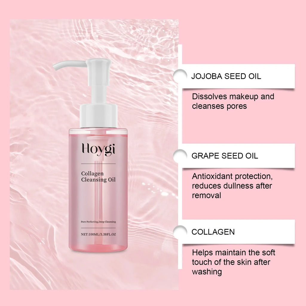 100ml collagen cleansing oil with jojoba and grape seed oils for daily makeup removal