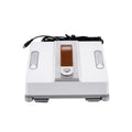 White intelligent window cleaning robot for high-rise windows with voice and app control.