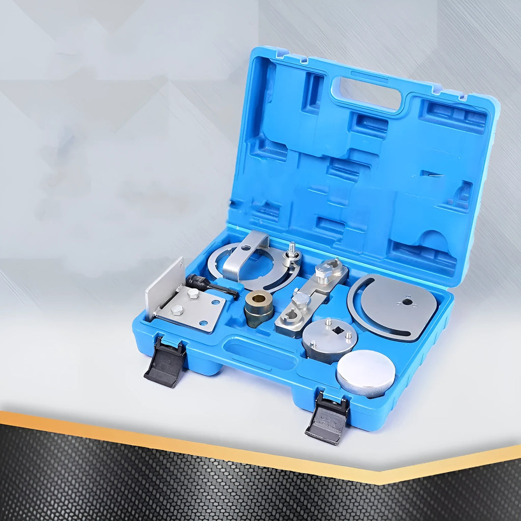 Volvo Land Rover engine timing tool kit with 8 carbon steel pieces for camshaft alignment.