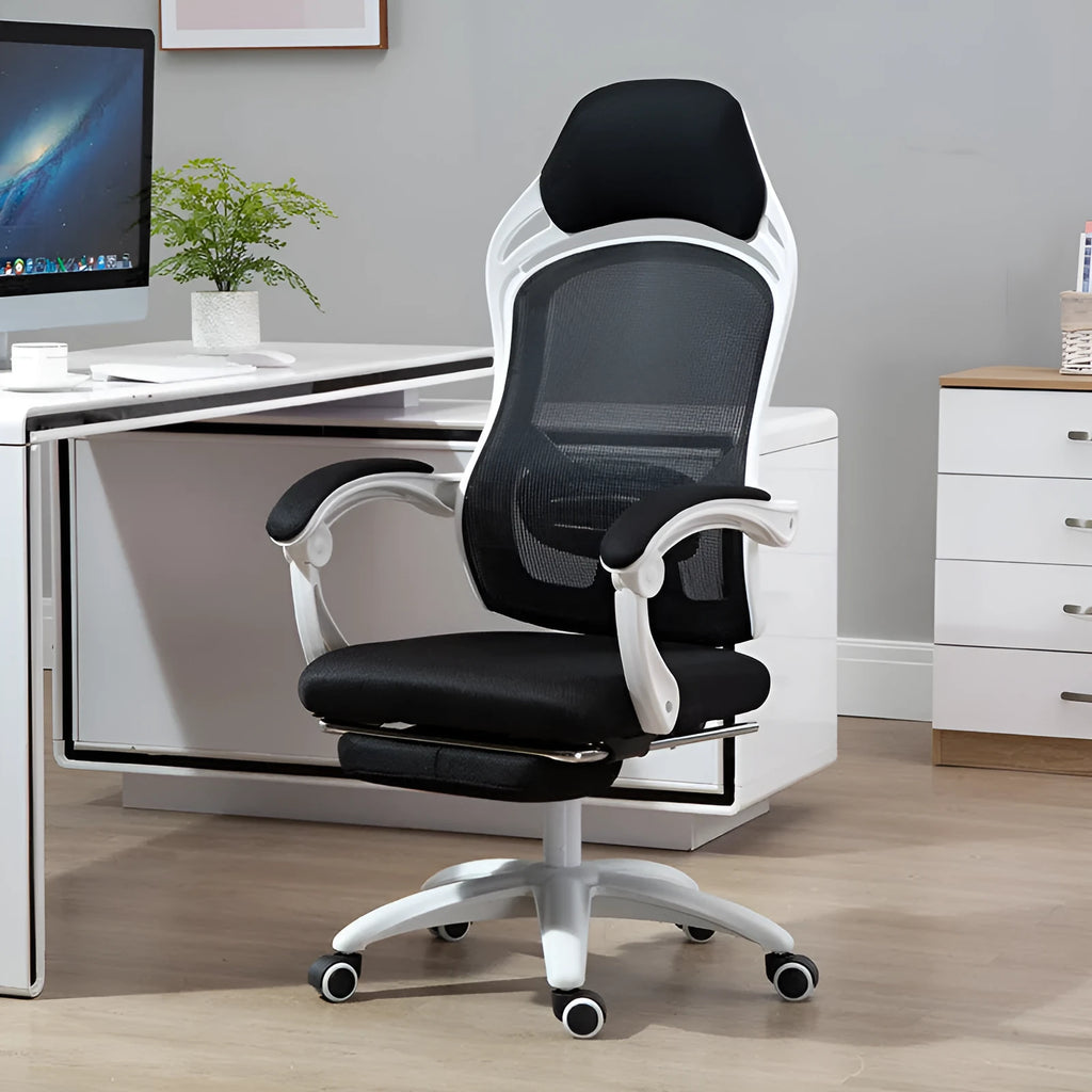 Ergonomic black computer gaming chair with high resilience sponge seat and linkage armrests