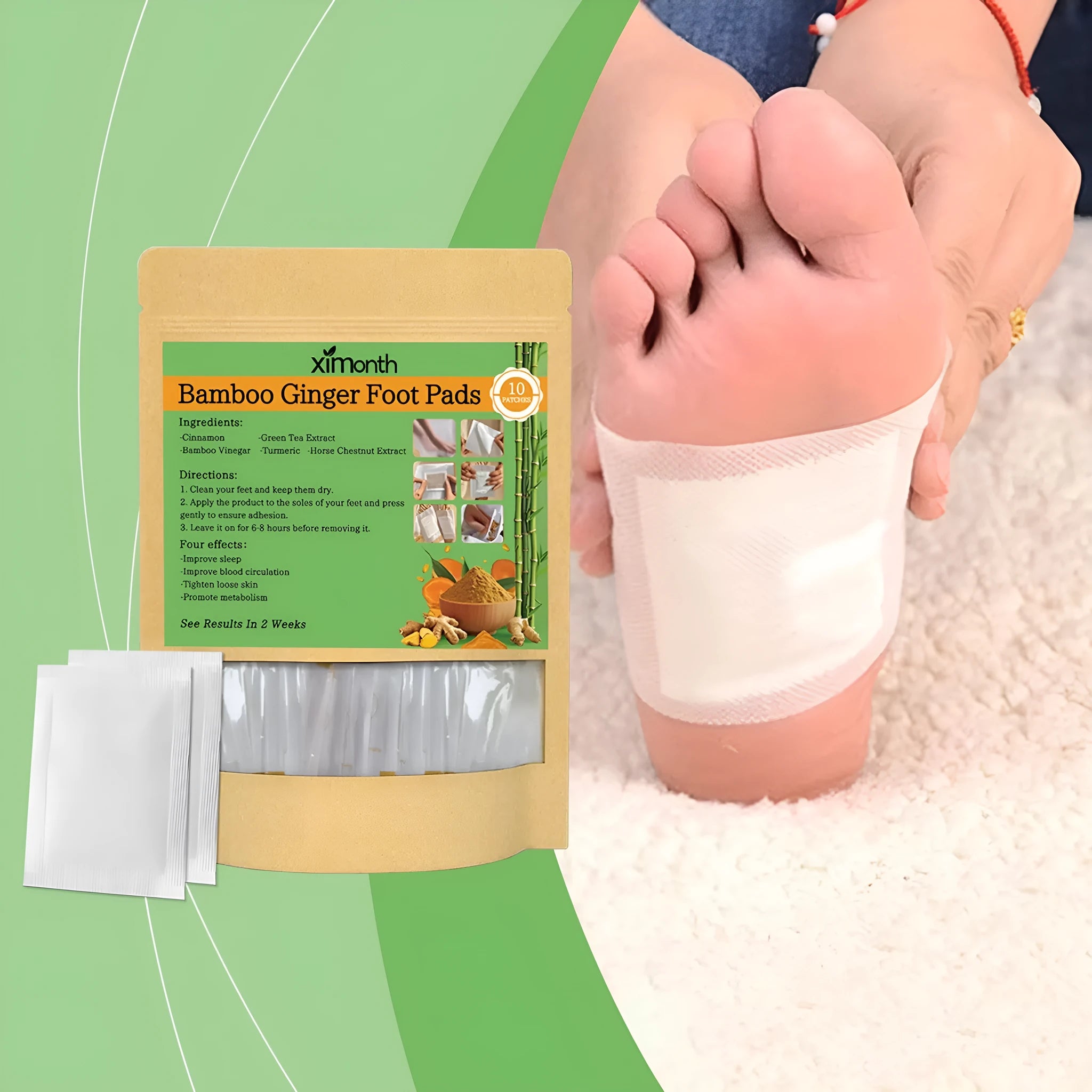 Health patch adhesive bandage pack containing 10 patches with natural ingredients