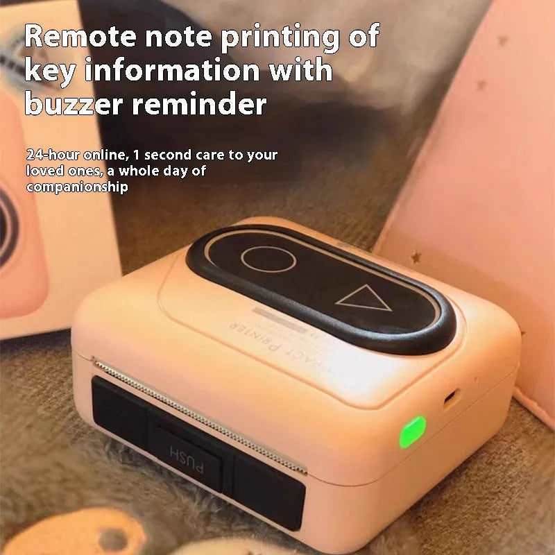 Bluetooth mini thermal pocket printer in avocado green with thermal paper roll and USB charging cable