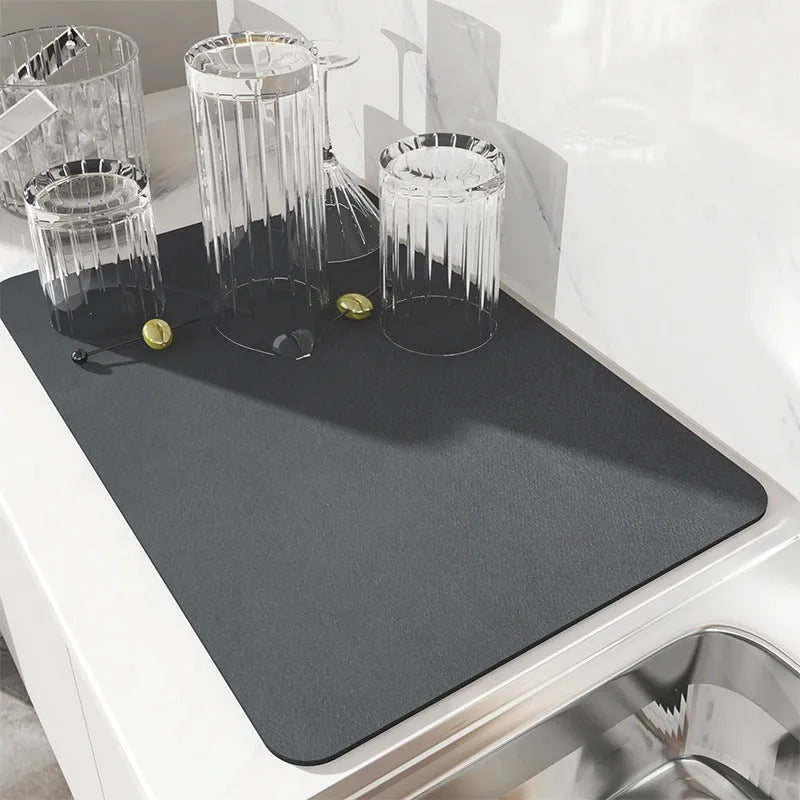 Square technical cloth drainage mat with black colour and rubber anti-slip backing
