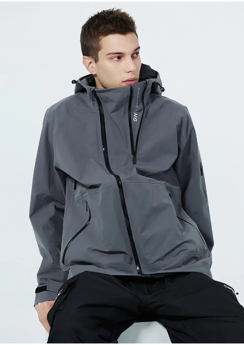 Unisex thin windproof waterproof ski suit in black, grey, yellow or liner colours for winter sports