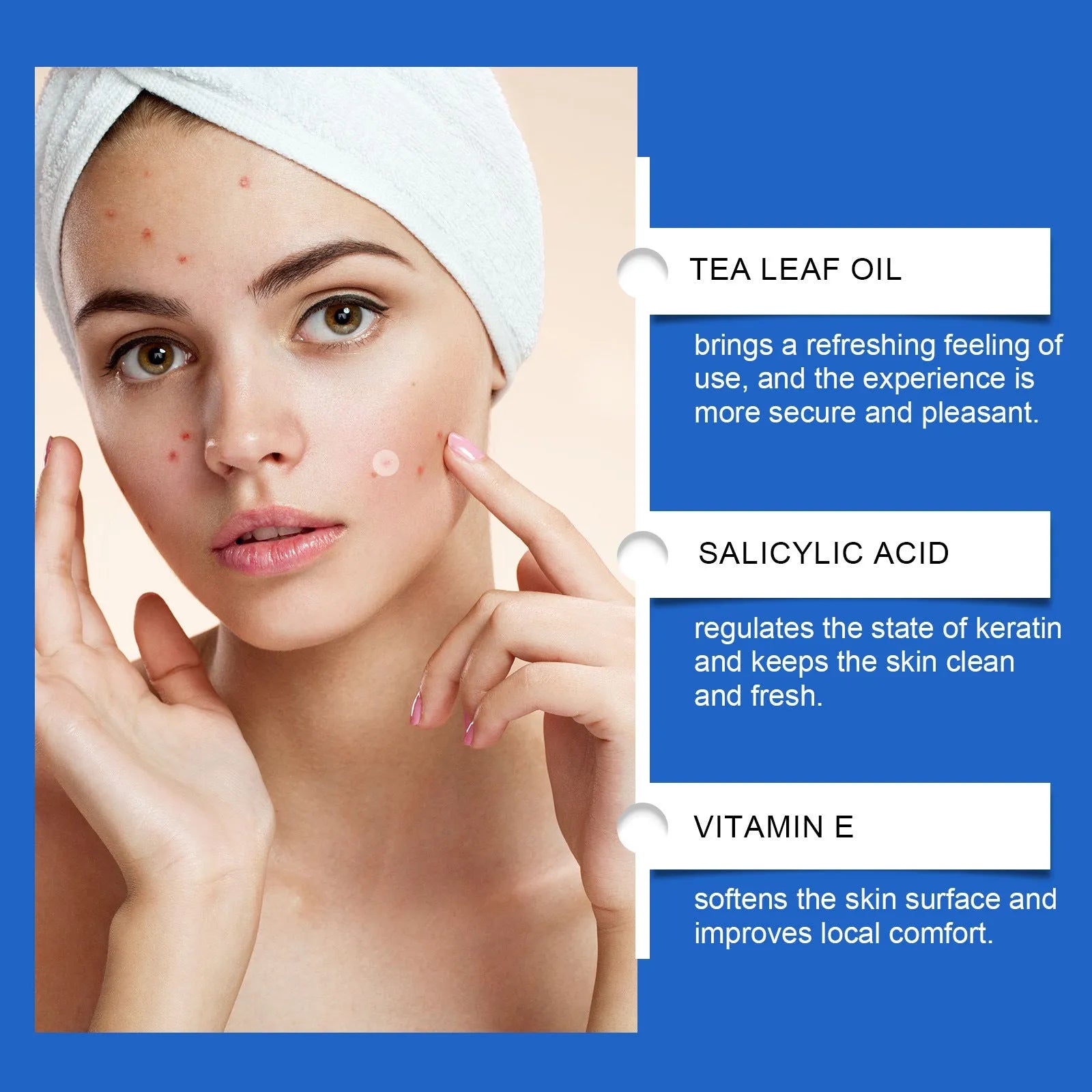 Box of 216 hydrocolloid acne patches with tea tree oil and vitamin E for spot treatment