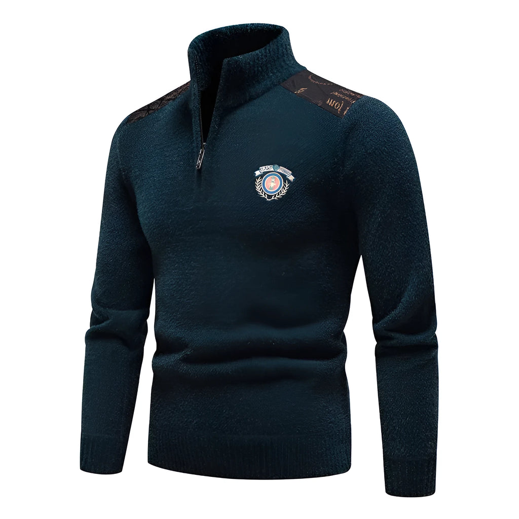 Men's velvet stand collar winter sweater in thickened rabbit fur blend fabric