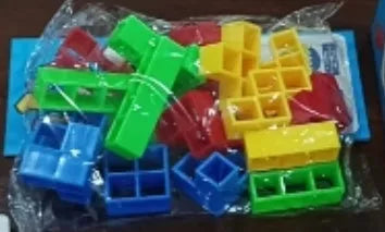 Plastic balance stacking board game with coloured blocks, chassis, and base for kids and adults.