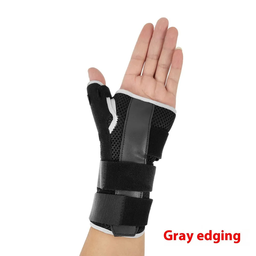Carbon fibre wrist guard with adjustable thumb strap in black and grey colours
