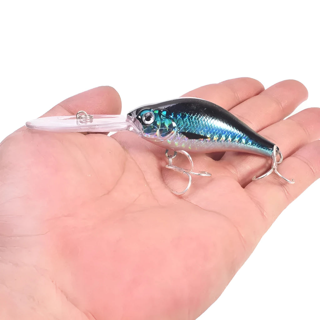 Floating Rock Little Fat Man hard mino fishing lure showing colour options and long diving lip.