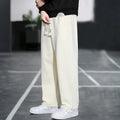 Men's casual bamboo fibre high-waist sports trousers in grey, shown with multiple pockets