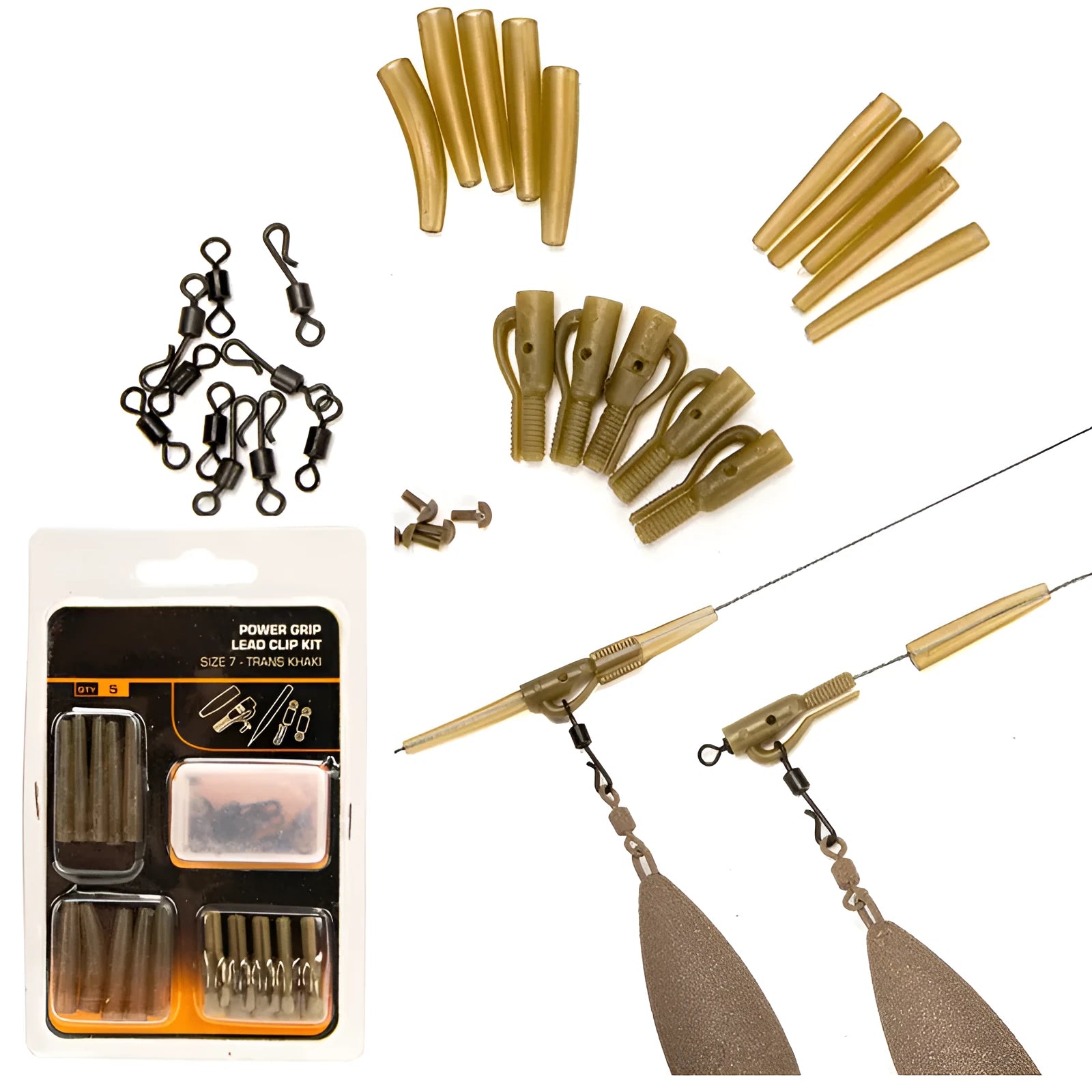 European carp fishing 30-piece accessory card with anti-winding pipes, threaded hoses, rotation connectors and screws