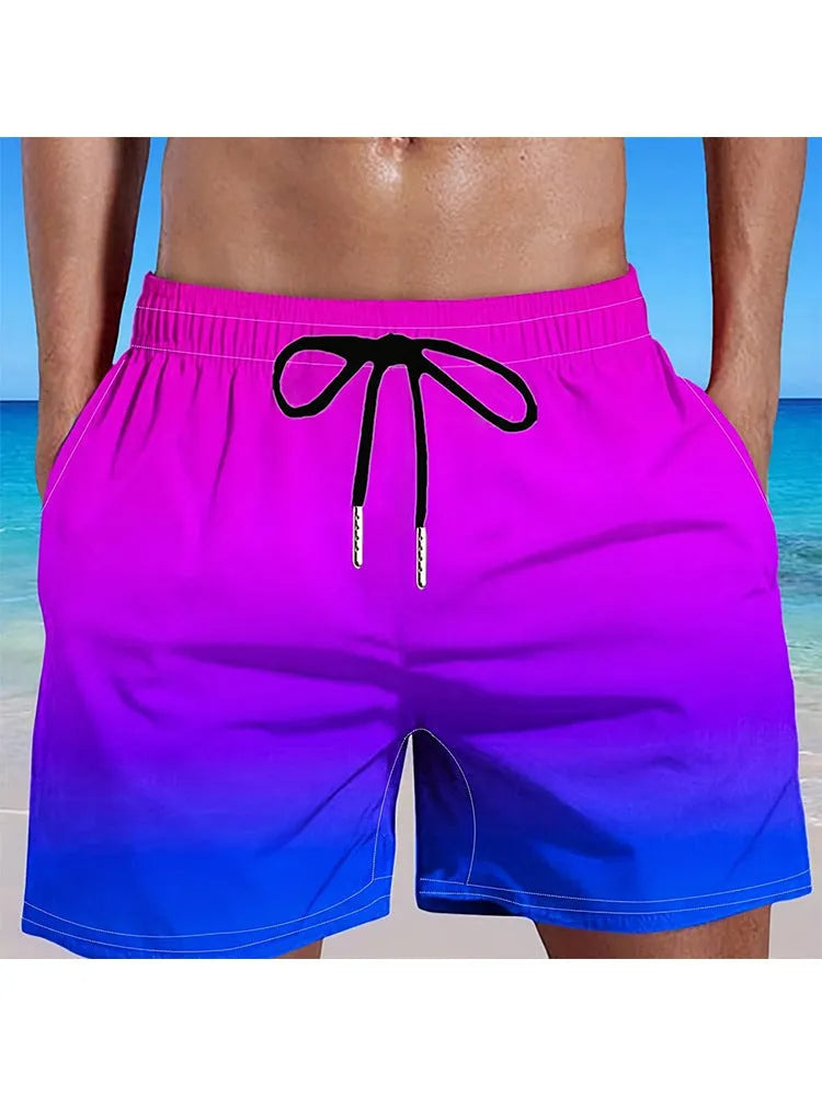Man wearing gradient colour 3D digitally printed mesh sports shorts.