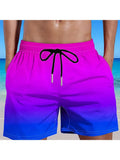 Man wearing gradient colour 3D digitally printed mesh sports shorts.