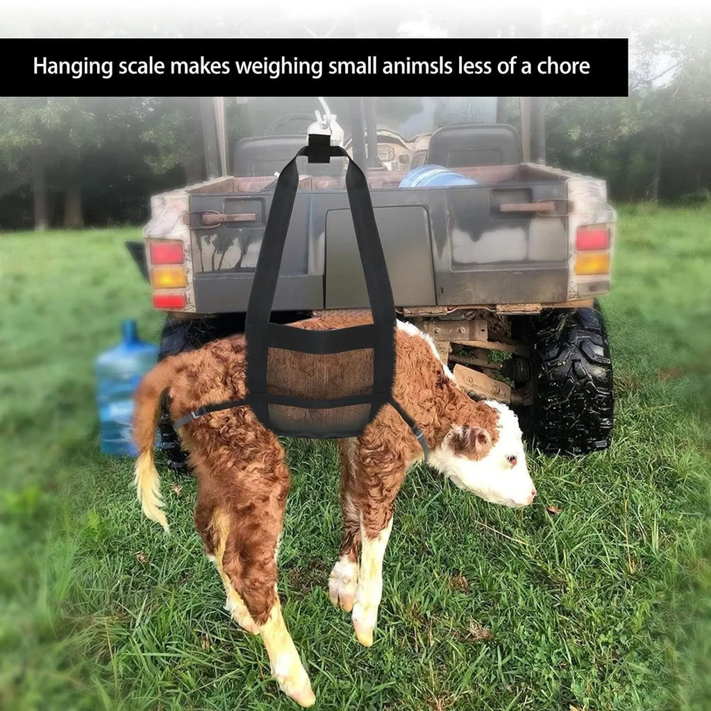 Black nylon calf and dog weighing sling measuring 35cm by 150cm for livestock and pets