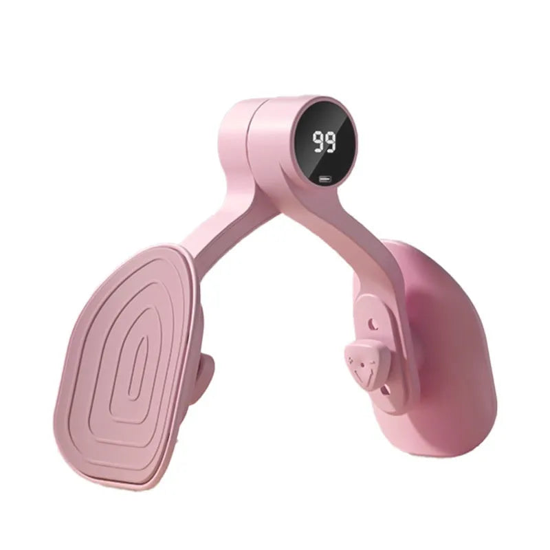 Pink and purple pelvic floor muscle trainer with rubber-coated handle and 3 resistance settings