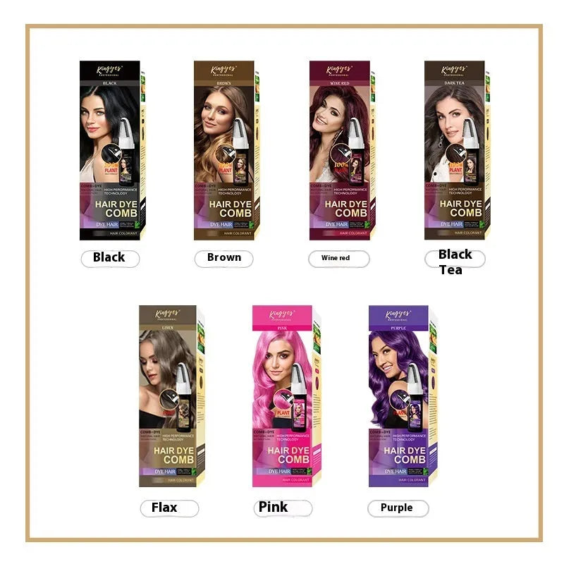 Hair dye colouring comb kit with 200ml bottles of Black, Wine Red and Dark Brown cream hair colour