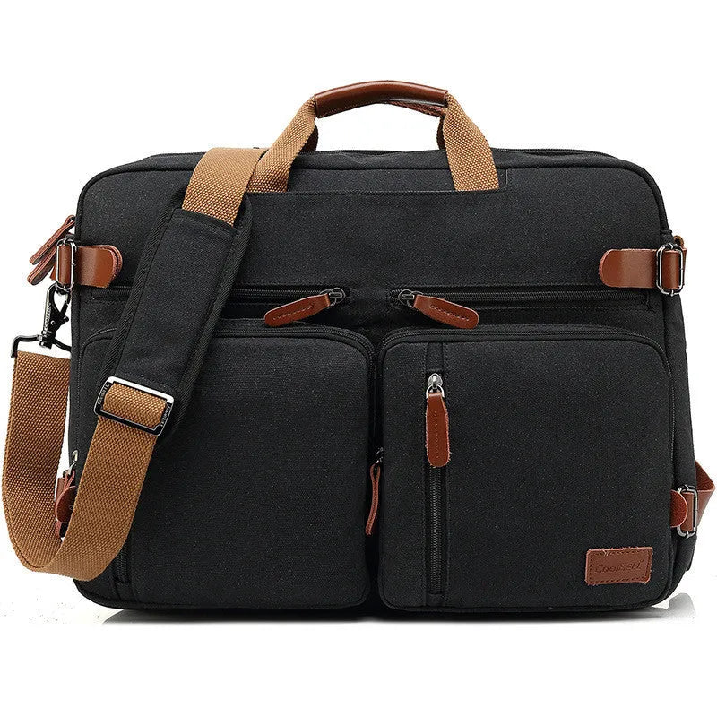 Business multi-functional backpack for men in nylon solid colour with letter pattern and soft handle