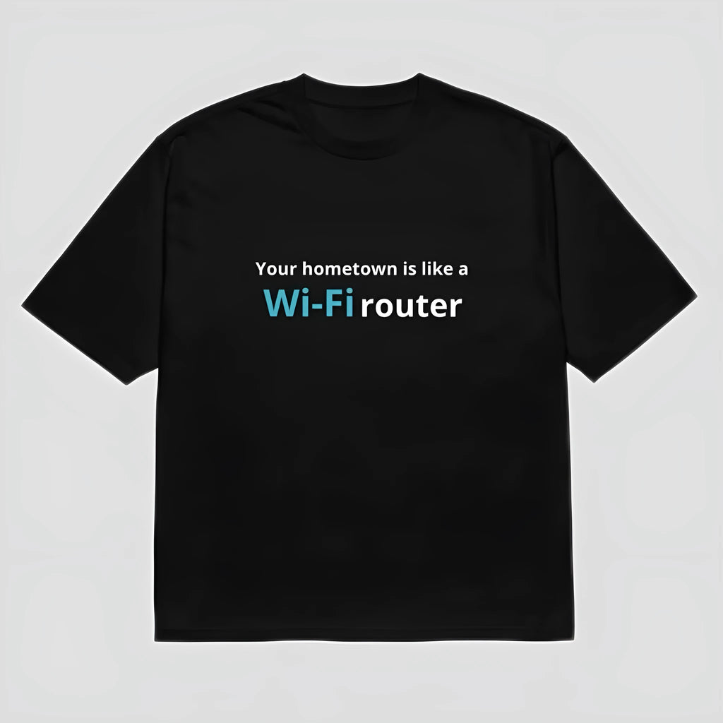 Black men's loose fit t-shirt with a large 3D digital cartoon print on the front.
