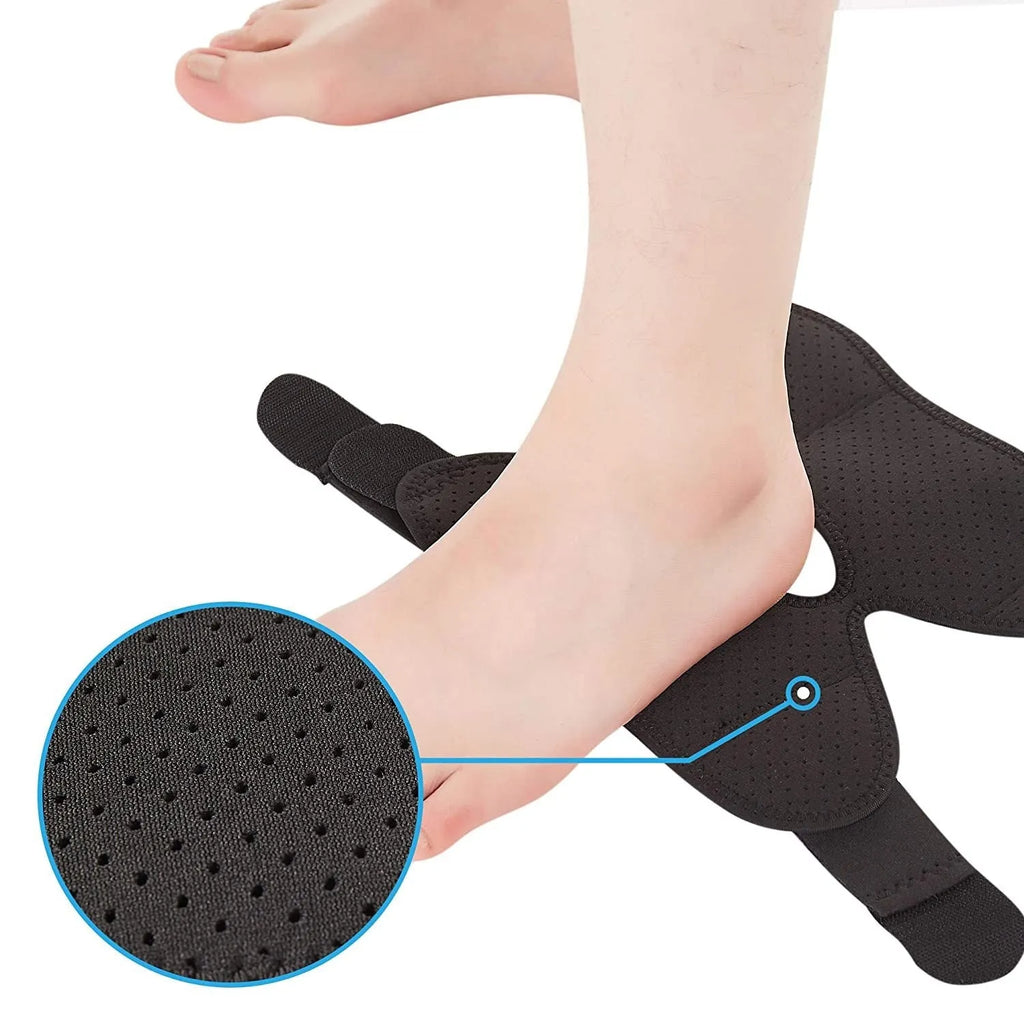 Black one-piece sports ankle support guard for multi-activity protection.