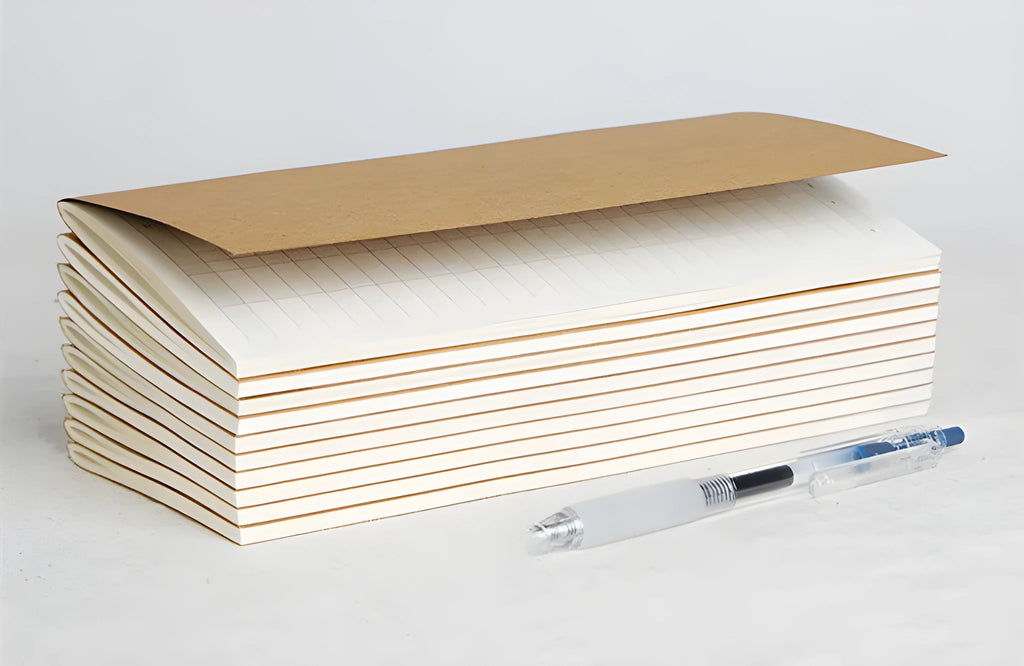 Standard size travel diary refill inner core with dots and blank ruled page options.