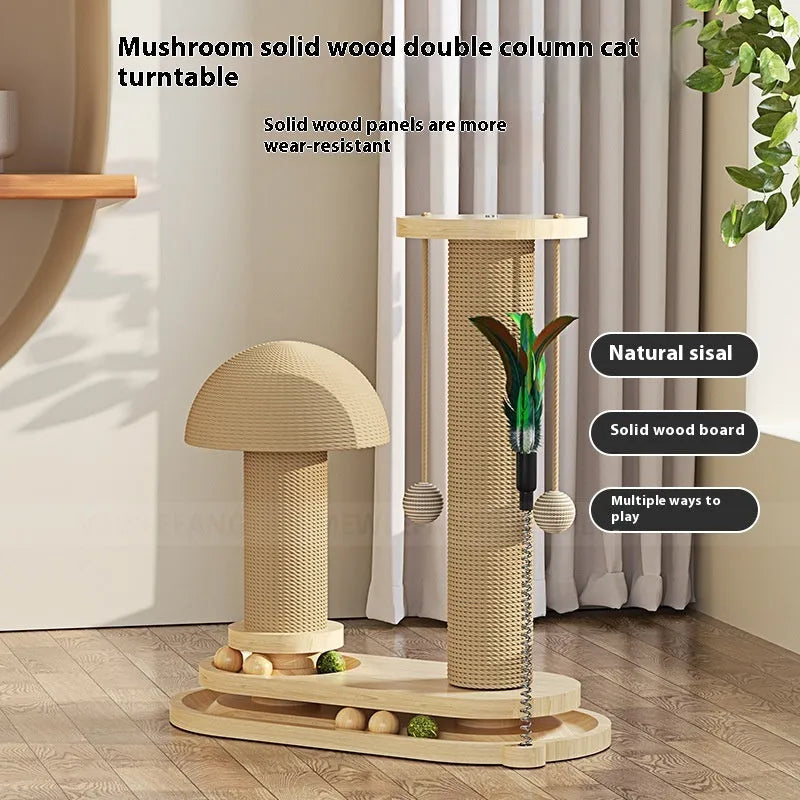 Solid wood cat turntable scratching post and climbing frame in various colour designs