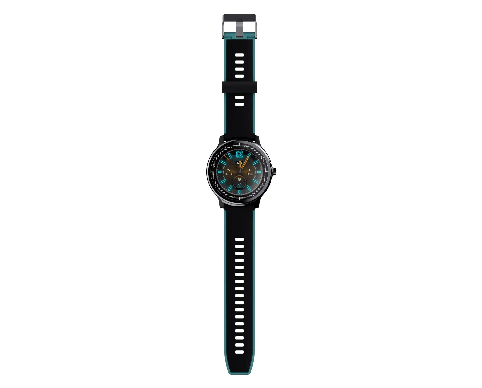 Kospet PROBE 1.3 inch smart watch with green or red silicone strap on wrist