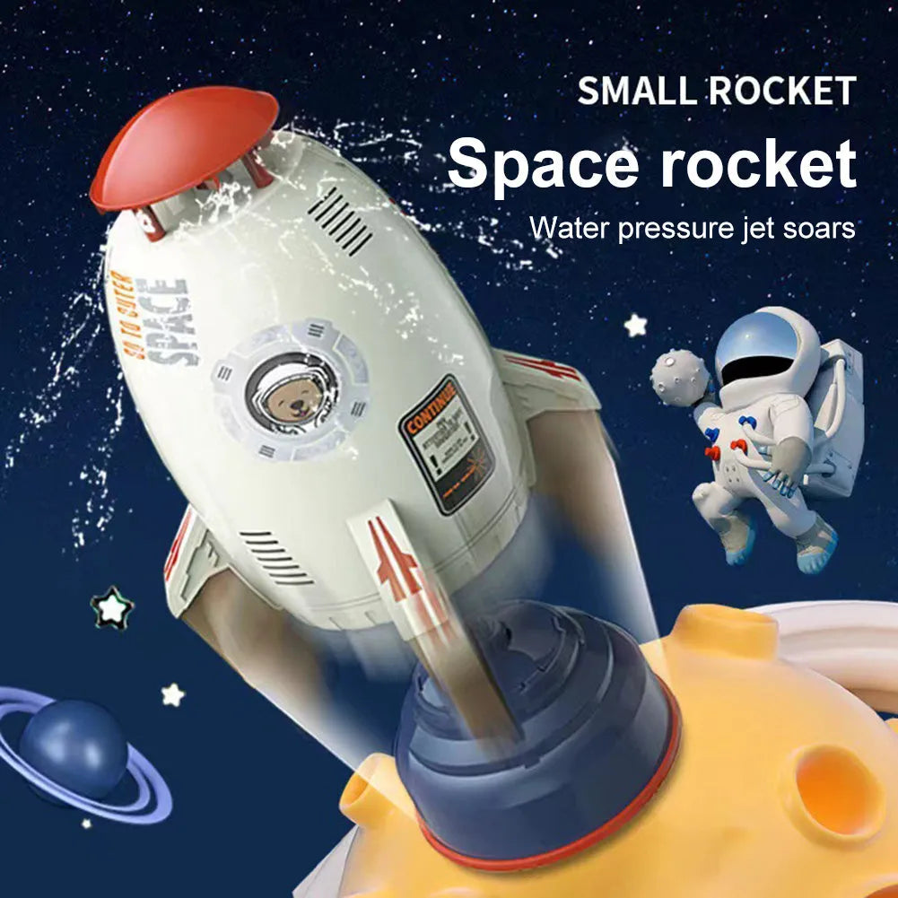 Yellow ABS plastic rocket launcher water toy for kids outdoor garden play.