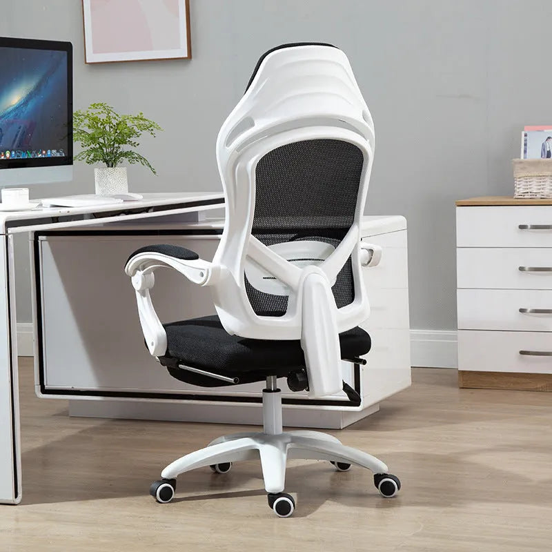 Ergonomic black computer gaming chair with high resilience sponge seat and linkage armrests