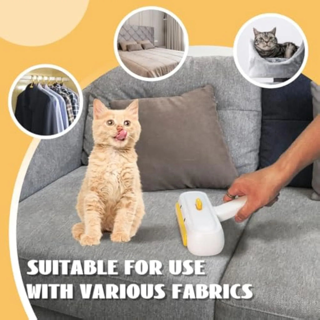 Yellow duck design portable pet hair remover with plastic body and polyester bristles