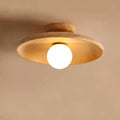 Solid wood and glass ceiling lamp in modern minimalist design with LED bulb