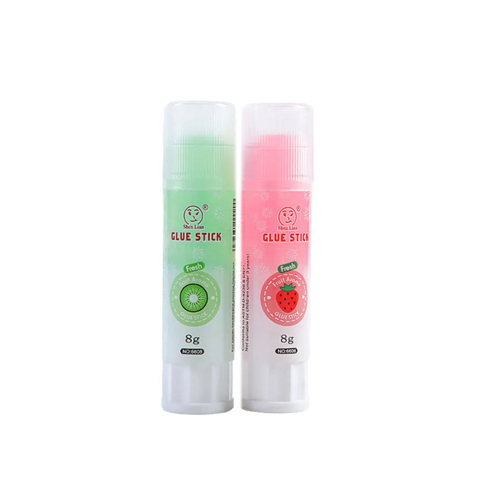Two jelly solid glue sticks in bright colours for student crafts and handmade projects