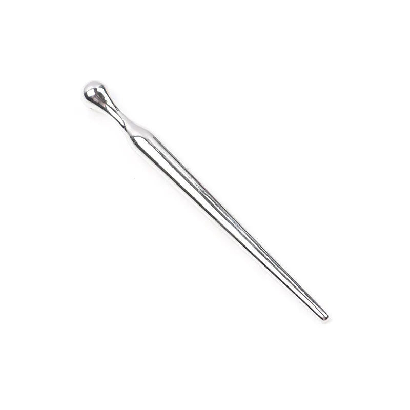 Silver metal urethral horse eye stick stimulation plug with graduated round beads