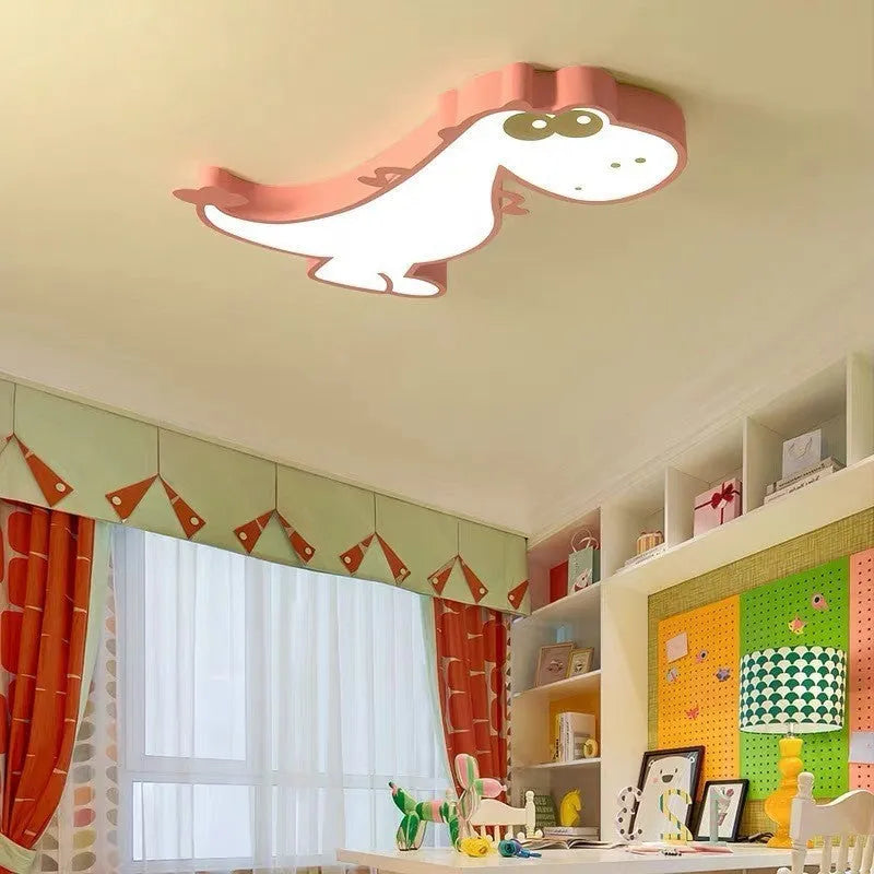Cartoon dinosaur design ceiling light with PVC shade and aluminium body, 48cm diameter